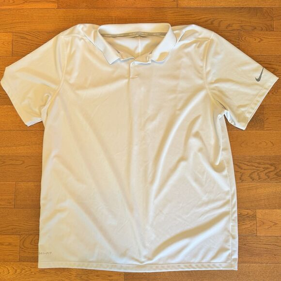 Nike Dri-Fit Mens XXL White Short Sleeve Polo Shirt Golf‎ Performance - Picture 1 of 4